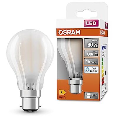 OSRAM LED Star Classic A60 Lámpara LED para base B22D, forma de pera, GL FR, 806 Lumen, Día de la luz del día (6500K), reemplazo de bombillas convencionales de 60 W, no Dimmable, 6 paquetes de 6 OSRAM LED Star Classic A60 Lámpara LED para base B22D, forma de pera, GL FR, 806 Lumen, Día de la luz del día (6500K), reemplazo de bombillas convencionales de 60 W, no Dimmable, 6 paquetes de 6