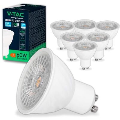 V-TAC 6x Bombillas LED GU10-6W (Equivalente a 6W) Chip SAMSUNG 445 Lumen Spot LED GU10 Alta Luminosidad Bombilla Máxima Eficiencia y Bajo Consumo 3000K Blanco Cálido V-TAC 6x Bombillas LED GU10-6W (Equivalente a 6W) Chip SAMSUNG 445 Lumen Spot LED GU10 Alta Luminosidad Bombilla Máxima Eficiencia y Bajo Consumo 3000K Blanco Cálido
