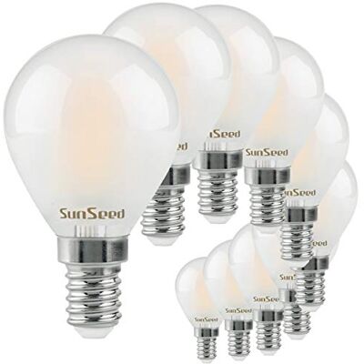 SUNSEED 10x Bombilla Esférica Filamento LED Esmerilada E14 4W = 40W Blanco Neutro 4000K SUNSEED 10x Bombilla Esférica Filamento LED Esmerilada E14 4W = 40W Blanco Neutro 4000K