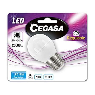 CEGASA LAMPARA LED ESF 5.6W E27 500 LM BL1 5000K160 RG, Negro, Estandar CEGASA LAMPARA LED ESF 5.6W E27 500 LM BL1 5000K160 RG, Negro, Estandar