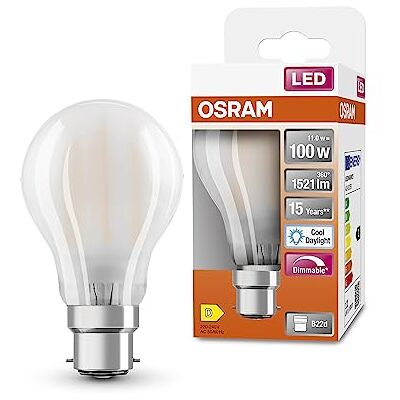 OSRAM LED Superstar Classic A100 lámpara LED Dimmable para base B22D, forma de pera, GL FR, lumen 1521, luz de día blanca (6500k), reemplazo de bombillas convencionales de 100W, paquete de 6 OSRAM LED Superstar Classic A100 lámpara LED Dimmable para base B22D, forma de pera, GL FR, lumen 1521, luz de día blanca (6500k), reemplazo de bombillas convencionales de 100W, paquete de 6