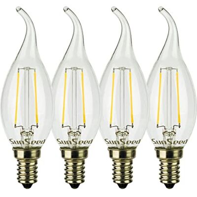 SUNSEED 4x Bombilla Vela Llama Filamento LED E14 2W = 25W Blanco Neutro 4000K SUNSEED 4x Bombilla Vela Llama Filamento LED E14 2W = 25W Blanco Neutro 4000K