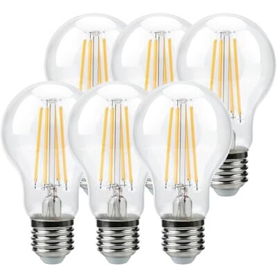 Garza Pack de 6 Bombillas Filamento Estándar, Casquillo E27, Luz Cálida 2700K, 7W, 810 Lúmenes, No Regulable Garza Pack de 6 Bombillas Filamento Estándar, Casquillo E27, Luz Cálida 2700K, 7W, 810 Lúmenes, No Regulable