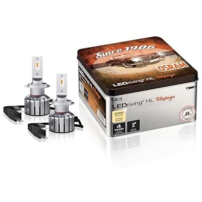 OSRAM LEDriving HL VINTAGE, ≜ H7/H18, Lámparas LED de luz alta/baja, Solo todoterreno, no ECE, +260% más de brillo, 2700K, caja de metal (2 lámparas) OSRAM LEDriving HL VINTAGE, ≜ H7/H18, Lámparas LED de luz alta/baja, Solo todoterreno, no ECE, +260% más de brillo, 2700K, caja de metal (2 lámparas)