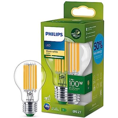 Philips Bombilla LED Clásica Eficiente, Casquillo E27 7.3W, 1535 Lúmens, Luz Blanca Cálida 2700k Philips Bombilla LED Clásica Eficiente, Casquillo E27 7.3W, 1535 Lúmens, Luz Blanca Cálida 2700k