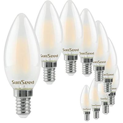 SUNSEED 10x Bombilla Vela Filamento LED Esmerilada E14 4W = 40W Blanco Neutro 4000K SUNSEED 10x Bombilla Vela Filamento LED Esmerilada E14 4W = 40W Blanco Neutro 4000K