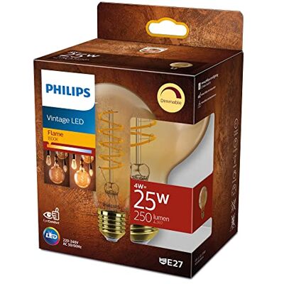 Philips LED Bombilla LED Clásica forma de globo, G93 E27, Luz llama, 25W Philips LED Bombilla LED Clásica forma de globo, G93 E27, Luz llama, 25W