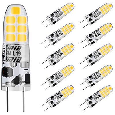 Auting G4 LED Bombillas 12V DC/AC, 2W Capsule LED Equivalente a 20W Bombillas Halógenas,Blanco cálido 3000K 210Lm,No Regulable -Paquete de 10 Auting G4 LED Bombillas 12V DC/AC, 2W Capsule LED Equivalente a 20W Bombillas Halógenas,Blanco cálido 3000K 210Lm,No Regulable -Paquete de 10