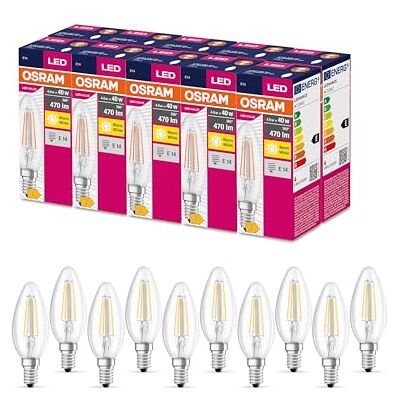 OSRAM Valor de estrella LED de Lámpara LED clásica B40 para enchufe E14, forma de vela, FIL, 470 lúmenes, blanco cálido (2700k), reemplazo de bombillas convencionales de 40W, 10 paquetes de 10 OSRAM Valor de estrella LED de Lámpara LED clásica B40 para enchufe E14, forma de vela, FIL, 470 lúmenes, blanco cálido (2700k), reemplazo de bombillas convencionales de 40W, 10 paquetes de 10
