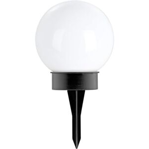Eglo LED Solar Bola Puglia, lámpara de jardín con pincho, artefacto exterior de plástico negro y blanco, luz cálida, IP44, Ø 15 cm Eglo LED Solar Bola Puglia, lámpara de jardín con pincho, artefacto exterior de plástico negro y blanco, luz cálida, IP44, Ø 15 cm
