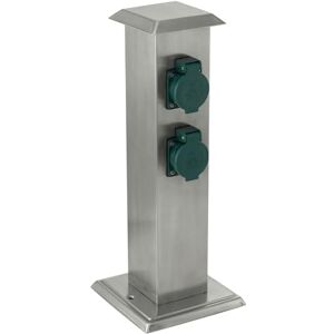 Eglo Accesorio de exterior pilar, toma de jardín, 4 tomas, material: acero inoxidable y plástico, color: plata, verde, IP44 Eglo Accesorio de exterior pilar, toma de jardín, 4 tomas, material: acero inoxidable y plástico, color: plata, verde, IP44
