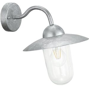 Eglo Milton Lámpara de pared para exterior, aplique de exterior de 1 foco de acero galvanizado en caliente de color plata y cristal, casquillo E27, IP44 Eglo Milton Lámpara de pared para exterior, aplique de exterior de 1 foco de acero galvanizado en caliente de color plata y cristal, casquillo E27, IP44