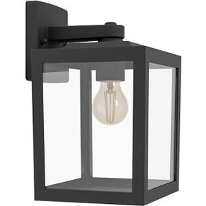Eglo Olgiata-E Lámpara de pared exterior, de estilo retro, fabricada en plástico de color negro y transparente, con casquillo E27, foco orientado hacia abajo y protección contra salpicaduras IP44 Eglo Olgiata-E Lámpara de pared exterior, de estilo retro, fabricada en plástico de color negro y transparente, con casquillo E27, foco orientado hacia abajo y protección contra salpicaduras IP44