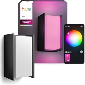Philips Turaco Aplique de Pared para Exterior, Luz Blanca y de Color Ajustable, Brillante, 1100 lm, con Bombilla A60, Regulable, IP44 Resistente a Intemperie, Compatible con Matter, Zigbee Philips Turaco Aplique de Pared para Exterior, Luz Blanca y de Color Ajustable, Brillante, 1100 lm, con Bombilla A60, Regulable, IP44 Resistente a Intemperie, Compatible con Matter, Zigbee