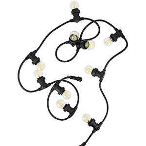 Xanlite Juego de guirnalda exterior extensible, cable negro + 10 bombillas retro LED, blanco cálido casquillo E27 Xanlite Juego de guirnalda exterior extensible, cable negro + 10 bombillas retro LED, blanco cálido casquillo E27