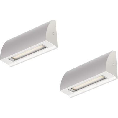 ledscom.de 2x Aplique LED/Luz de escalera SEGIN para exteriores, IP54, plano, downlight mate, angular, 3,8 W, 265lm, blanco cálido ledscom.de 2x Aplique LED/Luz de escalera SEGIN para exteriores, IP54, plano, downlight mate, angular, 3,8 W, 265lm, blanco cálido