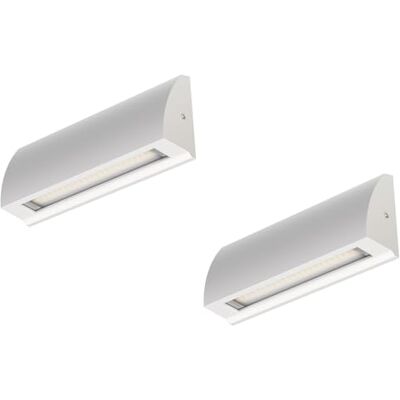ledscom.de 2x Aplique LED/Luz de escalera SEGIN para exteriores, IP54, plano, downlight mate, angular, 6,2 W, 566lm, blanco cálido ledscom.de 2x Aplique LED/Luz de escalera SEGIN para exteriores, IP54, plano, downlight mate, angular, 6,2 W, 566lm, blanco cálido