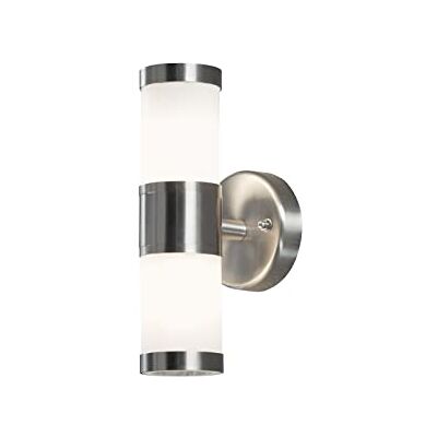 Konstsmide Modena Lámpara de Pared (6 x 9 x 23 cm, 2 x 25 W, IP44), Color Gris Plateado Konstsmide Modena Lámpara de Pared (6 x 9 x 23 cm, 2 x 25 W, IP44), Color Gris Plateado