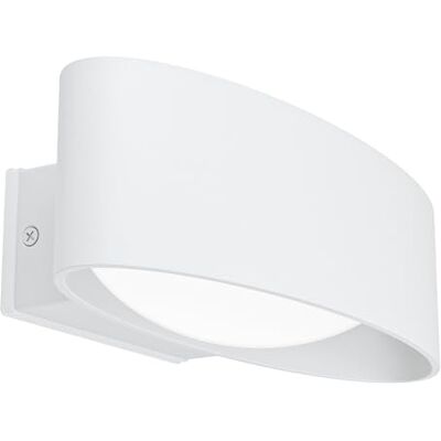 Eglo Lámpara LED de pared para exterior Chinoa, 1 foco exterior moderno, lámpara de pared LED de aluminio y acero en blanco y plástico transparente, lámpara LED exterior de color blanco cálido, IP44 Eglo Lámpara LED de pared para exterior Chinoa, 1 foco exterior moderno, lámpara de pared LED de aluminio y acero en blanco y plástico transparente, lámpara LED exterior de color blanco cálido, IP44