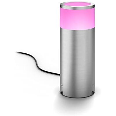 Philips Pedestal de Exterior LED Inteligente Hue Calla, 8W, Luz Blanca y de Colores, Conexión de baja tensión, Compatible con Alexa y Google Home, Color Acero (extensión) Philips Pedestal de Exterior LED Inteligente Hue Calla, 8W, Luz Blanca y de Colores, Conexión de baja tensión, Compatible con Alexa y Google Home, Color Acero (extensión)