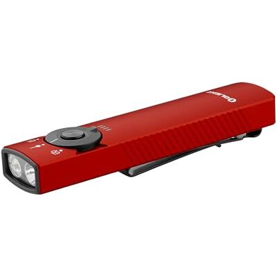 OLIGHT Arkfeld Pro Linterna Recargable EDC de 1300 LM con Led UV, Luz Verde y Luz Blanca, Empuñadura Antideslizante, Estructura Ultrafina Plana con Clip de Bolsillo Bidireccional (Rojo) OLIGHT Arkfeld Pro Linterna Recargable EDC de 1300 LM con Led UV, Luz Verde y Luz Blanca, Empuñadura Antideslizante, Estructura Ultrafina Plana con Clip de Bolsillo Bidireccional (Rojo)