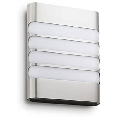 Philips Aplique, iluminación exterior, sin sensor de movimiento, LED, luz blanca cálida, IP44, color gris Philips Aplique, iluminación exterior, sin sensor de movimiento, LED, luz blanca cálida, IP44, color gris