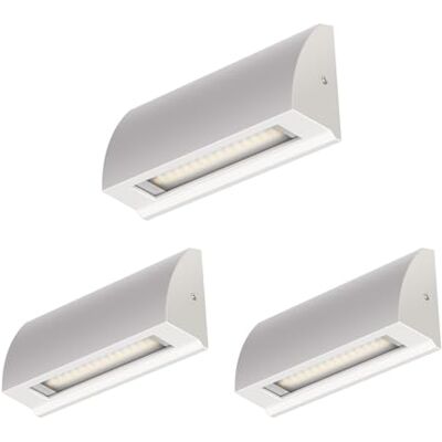 ledscom.de 3x Aplique LED/Luz de escalera SEGIN para exteriores, IP54, plano, downlight mate, angular, 3,8 W, 265lm, blanco cálido ledscom.de 3x Aplique LED/Luz de escalera SEGIN para exteriores, IP54, plano, downlight mate, angular, 3,8 W, 265lm, blanco cálido