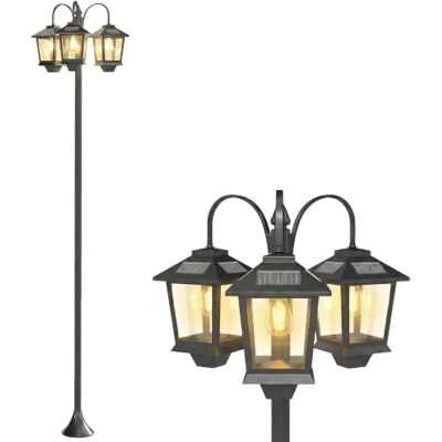 Outsunny Farola Solar Exterior de Jardín 3 Cabezales 40x34,5x188 cm Negro Luz Solar de Exterior de Aluminio, Encendido/Apagado Automático, Impermeable IP44, para Terraza, Patio Outsunny Farola Solar Exterior de Jardín 3 Cabezales 40x34,5x188 cm Negro Luz Solar de Exterior de Aluminio, Encendido/Apagado Automático, Impermeable IP44, para Terraza, Patio