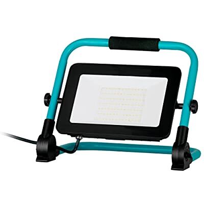 Eglo Proyector LED portátil para construcción, fabricado en aluminio y plástico, en color turquesa y negro, con función giratoria, protección IP65, luz blanca neutra y 9000 lúmenes Eglo Proyector LED portátil para construcción, fabricado en aluminio y plástico, en color turquesa y negro, con función giratoria, protección IP65, luz blanca neutra y 9000 lúmenes