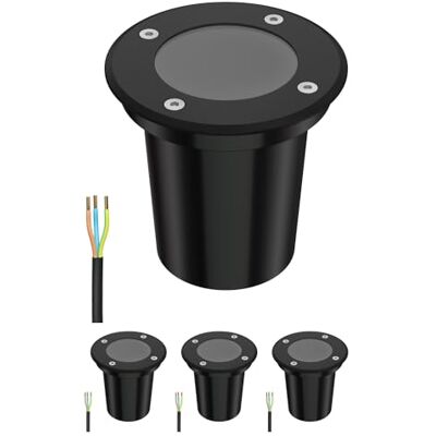 ledscom.de 4x lámpara empotrada en el suelo BOLI para exteriores, IP67, negra, redonda, 108mm Ø, 1x GU10 máx. 15W, esmerilado ledscom.de 4x lámpara empotrada en el suelo BOLI para exteriores, IP67, negra, redonda, 108mm Ø, 1x GU10 máx. 15W, esmerilado