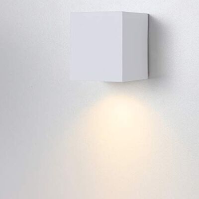 LUSSIOL Aplique de Pared para Interior/Exterior Snoozy S, Blanco, Hauteur 8 cm LUSSIOL Aplique de Pared para Interior/Exterior Snoozy S, Blanco, Hauteur 8 cm