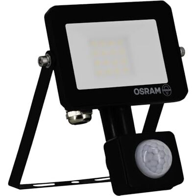 OSRAM Foco LED LUX moderno de 10 W, 900 lm, 4000 K, para exterior, con sensor, IP65, aluminio negro, cristal esmerilado. OSRAM Foco LED LUX moderno de 10 W, 900 lm, 4000 K, para exterior, con sensor, IP65, aluminio negro, cristal esmerilado.