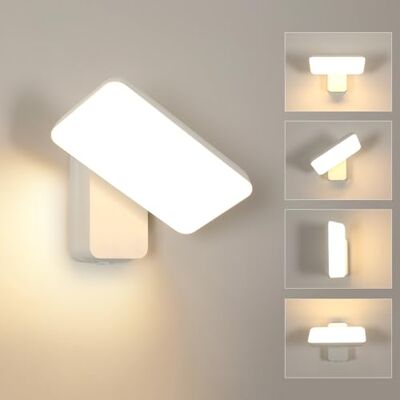 Riserva Aplique Pared Exterior LED 16W, IP65 350° Giratorio Luz Pared Exterior Blanco Moderna Aluminio para Patio, Jardín, Garaje, Terraza, Blanco Cálido 3000K Riserva Aplique Pared Exterior LED 16W, IP65 350° Giratorio Luz Pared Exterior Blanco Moderna Aluminio para Patio, Jardín, Garaje, Terraza, Blanco Cálido 3000K