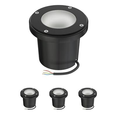 ledscom.de 4x lámpara empotrada en el suelo BOFU para exteriores, IP67, orientable, negra, redonda, 150mm Ø, 1x GU10 máx. 15W, cristal esmerilado ledscom.de 4x lámpara empotrada en el suelo BOFU para exteriores, IP67, orientable, negra, redonda, 150mm Ø, 1x GU10 máx. 15W, cristal esmerilado