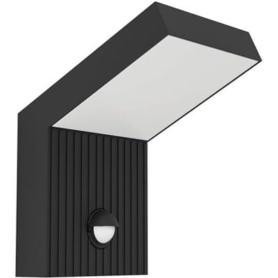Eglo lámpara de pared exterior Grottazzolina, luz para fachada con sensor de movimiento, artefacto de aluminio negra, punto de luz cálida, IP54 Eglo lámpara de pared exterior Grottazzolina, luz para fachada con sensor de movimiento, artefacto de aluminio negra, punto de luz cálida, IP54