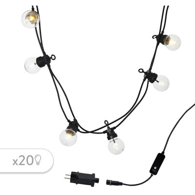Lumisky Guirnalda de luces solares y en sector conectable 40 bombillas transparentes LED blanco cálido PARTY CLEAR 20 L14,4 m Lumisky Guirnalda de luces solares y en sector conectable 40 bombillas transparentes LED blanco cálido PARTY CLEAR 20 L14,4 m