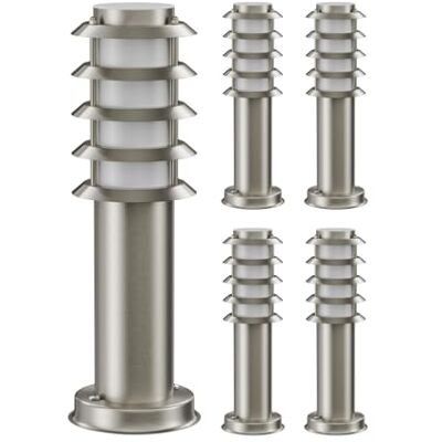 ledscom.de 5 farolas de camino/balizas PORU para exterior, IP44, rejilla, 39 cm, acero inoxidable, 1 casquillo E27 máx. 40 W ledscom.de 5 farolas de camino/balizas PORU para exterior, IP44, rejilla, 39 cm, acero inoxidable, 1 casquillo E27 máx. 40 W