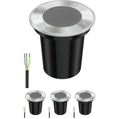 ledscom.de 4x Lámpara empotrada en el suelo BOLI para exteriores, IP67, acero inoxidable, redonda, 108mm Ø, 1x GU10 máx. 15W, esmerilado ledscom.de 4x Lámpara empotrada en el suelo BOLI para exteriores, IP67, acero inoxidable, redonda, 108mm Ø, 1x GU10 máx. 15W, esmerilado