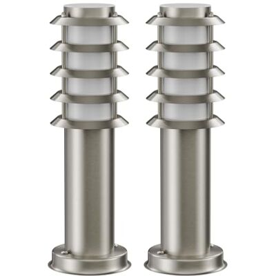 ledscom.de 2x PORU luz de pilona para exteriores, IP44, rejilla, 39cm, acero inoxidable, incl. lámpara E27 471lm, blanco extra cálido ledscom.de 2x PORU luz de pilona para exteriores, IP44, rejilla, 39cm, acero inoxidable, incl. lámpara E27 471lm, blanco extra cálido