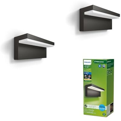Philips LED Bustan Aplique ultraeficiente 3,8 W 2700 K Antracita HV, paquete doble Philips LED Bustan Aplique ultraeficiente 3,8 W 2700 K Antracita HV, paquete doble