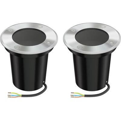 ledscom.de 2x Lámpara empotrada en el suelo BOLI para exteriores, IP67, acero inoxidable, redonda, 108mm Ø, 1x GU10 máx. 15W ledscom.de 2x Lámpara empotrada en el suelo BOLI para exteriores, IP67, acero inoxidable, redonda, 108mm Ø, 1x GU10 máx. 15W