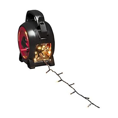 Konstsmide Cadena de luces micro LED con enrollador de cable, 150 diodos de luz blanca cálida, 30 V, exterior (IP44), cable suave negro – Konstsmide Cadena de luces micro LED con enrollador de cable, 150 diodos de luz blanca cálida, 30 V, exterior (IP44), cable suave negro –