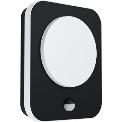 Eglo LED Lámpara de pared al aire libre Madriz, luz exterior con detector de movimiento y sensor de atardecer, luz de pared de aluminio fundido en negro y plástico en blanco, blanco, IP44 Eglo LED Lámpara de pared al aire libre Madriz, luz exterior con detector de movimiento y sensor de atardecer, luz de pared de aluminio fundido en negro y plástico en blanco, blanco, IP44