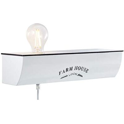 Brilliant Farm Life Lámpara de pared (40 cm, metal y madera, acabado brillante), color blanco Brilliant Farm Life Lámpara de pared (40 cm, metal y madera, acabado brillante), color blanco