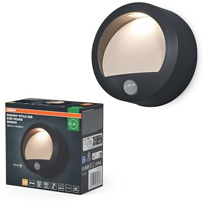 OSRAM Endura Style USB Wall Step Round Sensor IP44 Dark Grey OSRAM Endura Style USB Wall Step Round Sensor IP44 Dark Grey