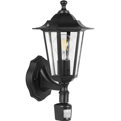 Eglo Lámpara de pared de exterior Laterna 4, luz de exterior de 1 foco con detector de movimiento, lámpara de pared de aluminio fundido y cristal, color negro, portalámparas E27, IP44 Eglo Lámpara de pared de exterior Laterna 4, luz de exterior de 1 foco con detector de movimiento, lámpara de pared de aluminio fundido y cristal, color negro, portalámparas E27, IP44