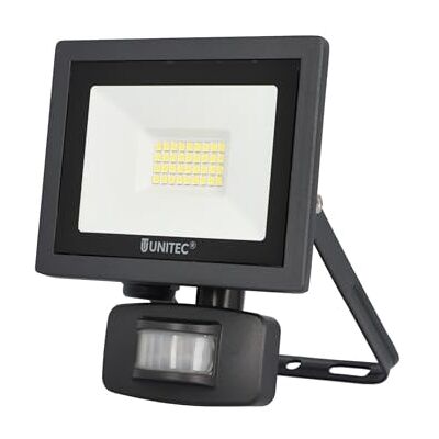 Unitec Foco LED de jardín con detector de movimiento por infrarrojos de 180°, para exteriores, 20 W, 1600 lúmenes, 6500 K, color blanco Unitec Foco LED de jardín con detector de movimiento por infrarrojos de 180°, para exteriores, 20 W, 1600 lúmenes, 6500 K, color blanco