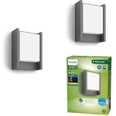 Philips LED Arbour Aplique ultraeficiente 3,8 W 2700 K Antracita HV, paquete doble Philips LED Arbour Aplique ultraeficiente 3,8 W 2700 K Antracita HV, paquete doble