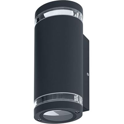 OSRAM Aplique de pared exterior Up/Down GU10 con aro de separación, carcasa de aluminio en gris oscuro, protección IP44 e IK03, aplique de pared para fachadas y entradas OSRAM Aplique de pared exterior Up/Down GU10 con aro de separación, carcasa de aluminio en gris oscuro, protección IP44 e IK03, aplique de pared para fachadas y entradas