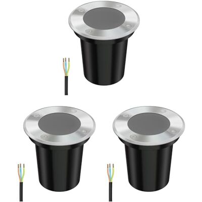 ledscom.de 3x Lámpara empotrada en el suelo BOLI para exteriores, IP67, acero inoxidable, redonda, 108mm Ø, 1x GU10 máx. 15W, esmerilado ledscom.de 3x Lámpara empotrada en el suelo BOLI para exteriores, IP67, acero inoxidable, redonda, 108mm Ø, 1x GU10 máx. 15W, esmerilado
